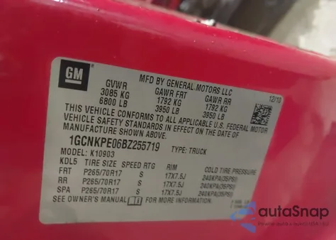 2011 Chevrolet Silverado 1500 Work Truck from USA, damaged, VIN 1GCNKPE06BZ255719